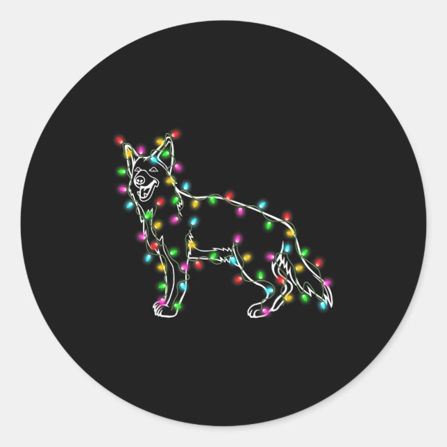 German Shepherd Dog Tree Christmas Sweater Xmas Do Classic Round Sticker (Front)