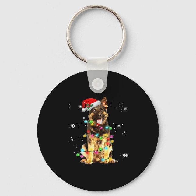 German Shepherd Dog Tree Christmas Sweater Xmas Do Key Ring (Front)