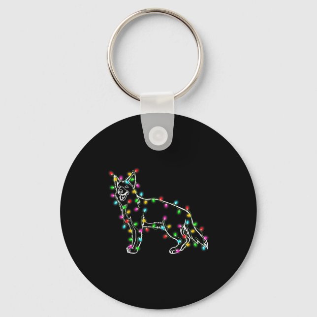 German Shepherd Dog Tree Christmas Sweater Xmas Do Key Ring (Front)