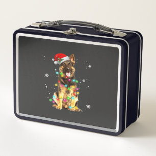 German Shepherd Dog Tree Christmas Sweater Xmas Do Metal Lunch Box
