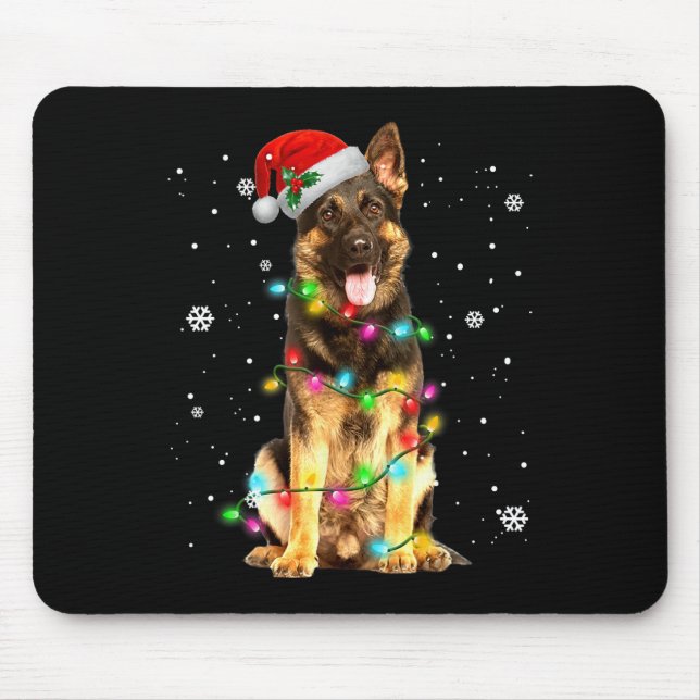 German Shepherd Dog Tree Christmas Sweater Xmas Do Mouse Mat (Front)