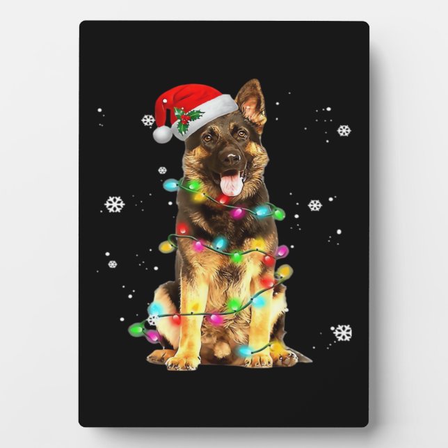 German Shepherd Dog Tree Christmas Sweater Xmas Do Plaque (Front)