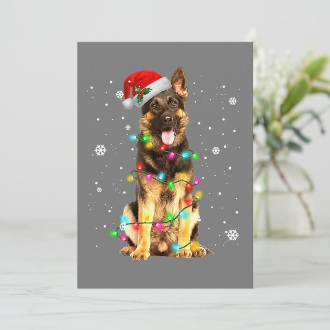 German Shepherd Dog Tree Christmas Sweater Xmas Holiday Card (Standing Front)