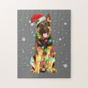 German Shepherd Dog Tree Christmas Sweater Xmas Jigsaw Puzzle