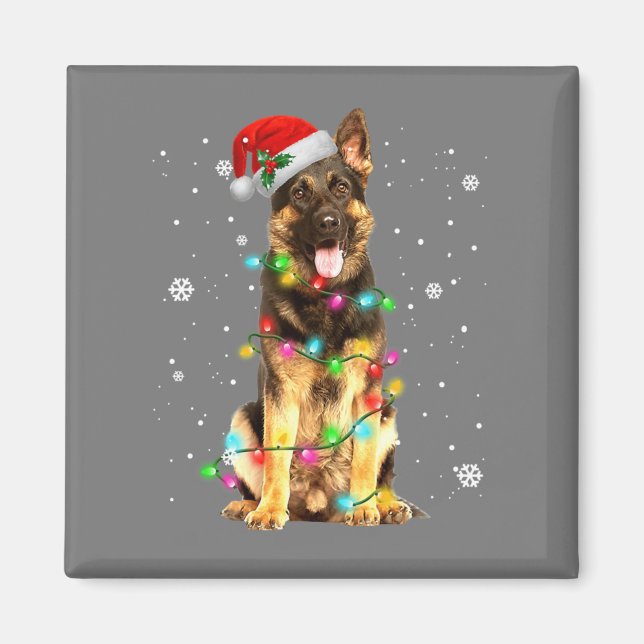 German Shepherd Dog Tree Christmas Sweater Xmas Magnet (Front)