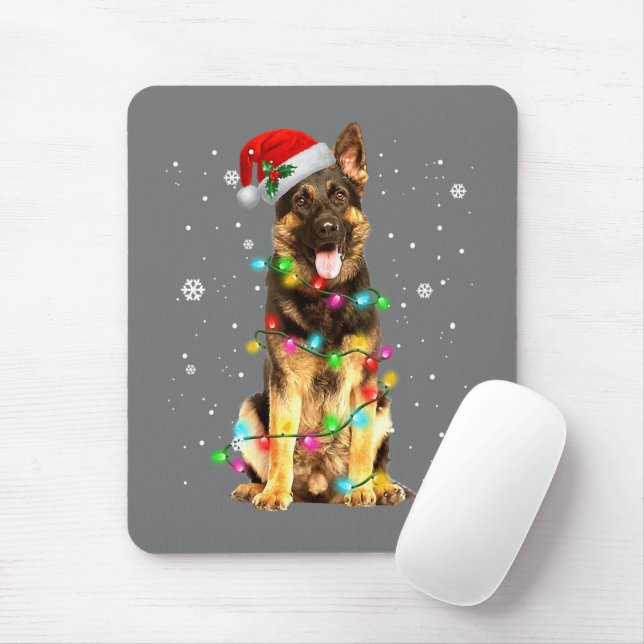 German Shepherd Dog Tree Christmas Sweater Xmas  Mouse Mat (With Mouse)