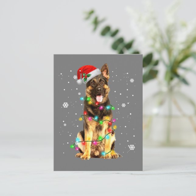 German Shepherd Dog Tree Christmas Sweater Xmas Postcard (Standing Front)