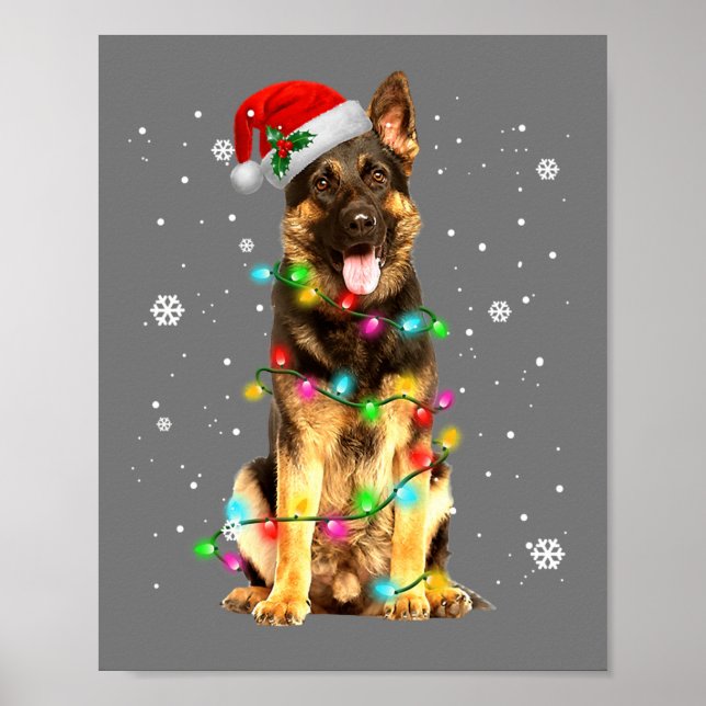 German Shepherd Dog Tree Christmas Sweater Xmas Poster (Front)