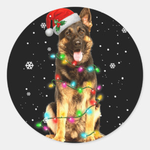 German Shepherd Dog Tree Christmas Xmas Dogs Gift Classic Round Sticker