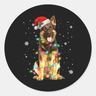 German Shepherd Dog Tree Christmas Xmas Dogs Gifts Classic Round Sticker