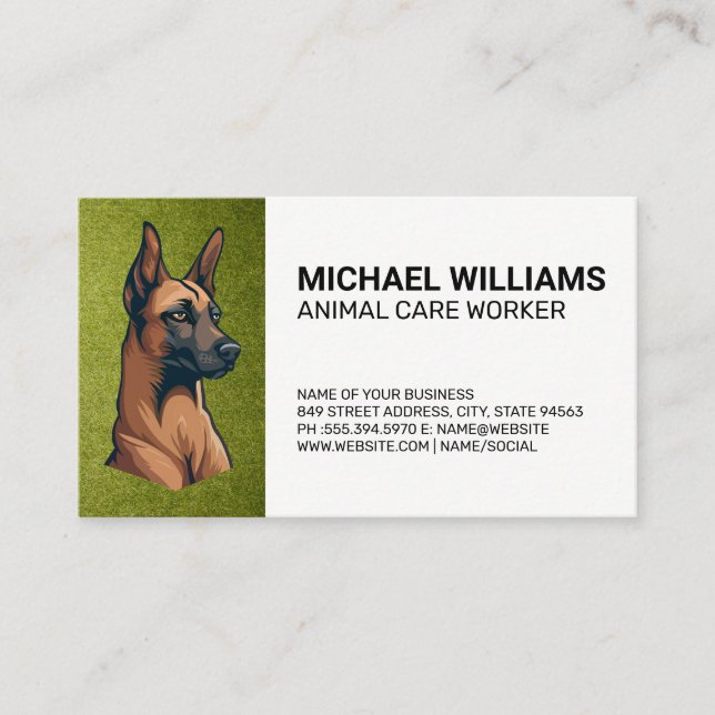 German Shepherd Dog | Turf | Animal Service Business Card (Front)