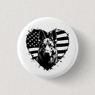 German Shepherd Dog USA American Flag 4th Of July 3 Cm Round Badge