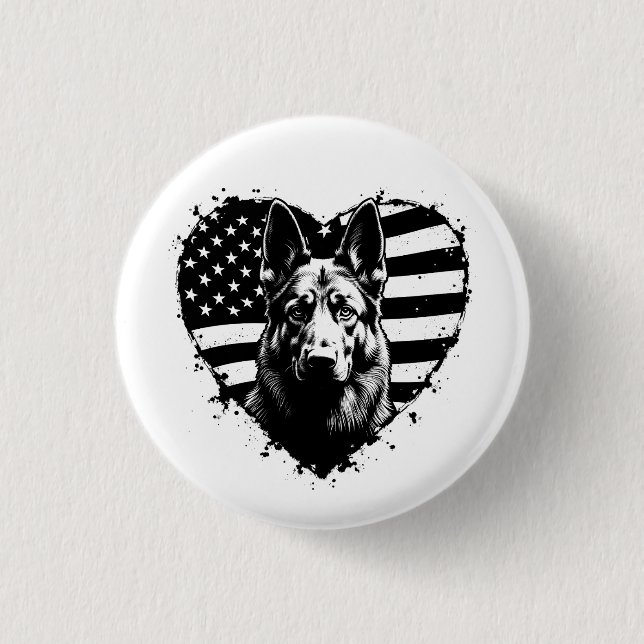 German Shepherd Dog USA American Flag 4th Of July 3 Cm Round Badge (Front)