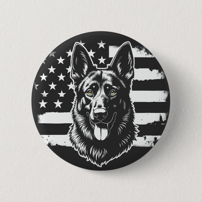 German Shepherd Dog USA American Flag 4th Of July 6 Cm Round Badge (Front)