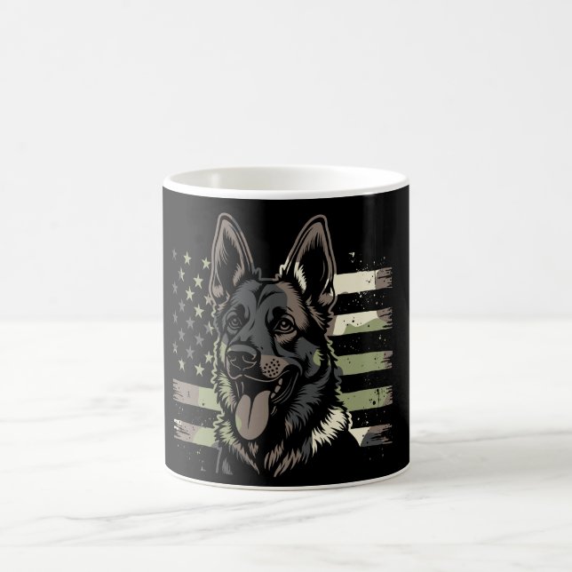 German Shepherd Dog USA American Flag 4th Of July Coffee Mug (Center)
