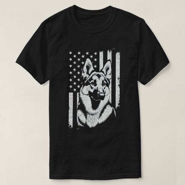 German Shepherd Dog USA American Flag 4th Of July T-Shirt (Design Front)