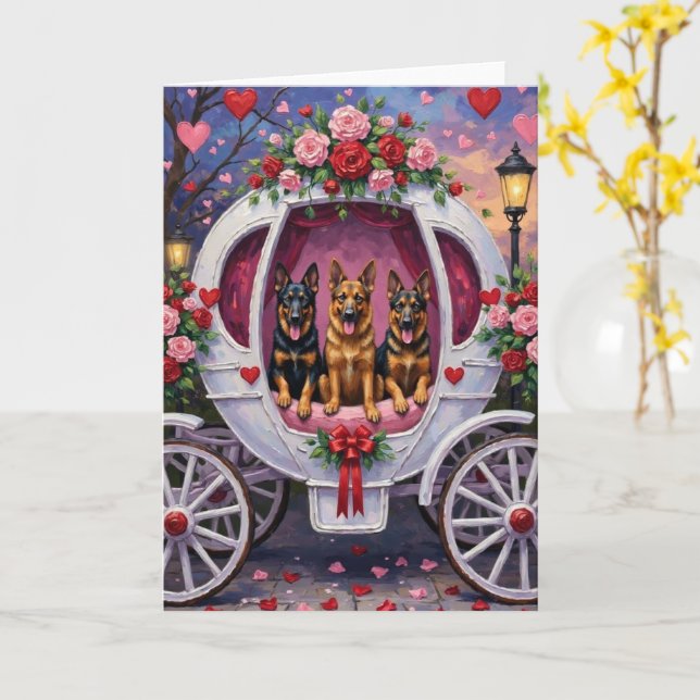 German Shepherd Dog Valentine's Day  Card (Yellow Flower)