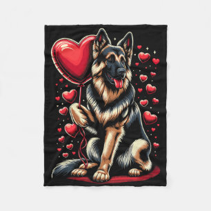 German Shepherd Dog Valentine's Day Dog Owner Vale Fleece Blanket