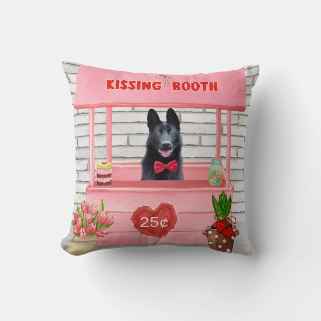 German Shepherd Dog Valentine's Day Kissing Booth Cushion (Front)