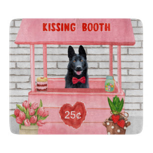 German Shepherd Dog Valentine's Day Kissing Booth Cutting Board