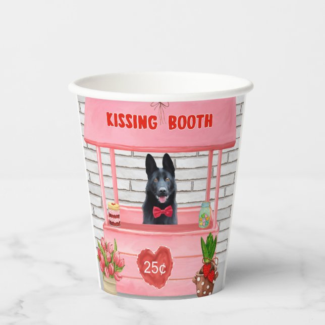German Shepherd Dog Valentine's Day Kissing Booth Paper Cups (Front)
