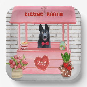 German Shepherd Dog Valentine's Day Kissing Booth Paper Plate