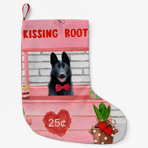 German Shepherd Dog Valentine's Day Kissing Booth Small Christmas Stocking