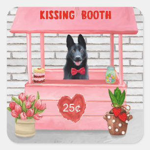 German Shepherd Dog Valentine's Day Kissing Booth Square Sticker