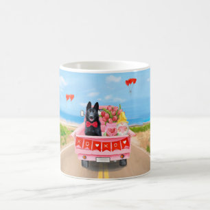 German Shepherd Dog Valentine's Day Truck Hearts Coffee Mug