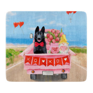 German Shepherd Dog Valentine's Day Truck Hearts  Cutting Board