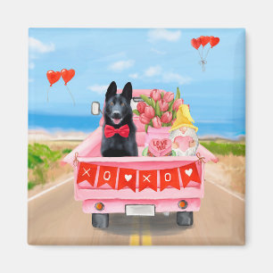 German Shepherd Dog Valentine's Day Truck Hearts Magnet