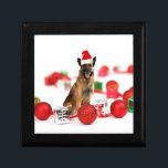 German Shepherd dog w Christmas Gifts Santa Hat Gift Box<br><div class="desc">A cute German Shepherd dog sitting with Christmas ornaments and gifts wearing Santa hat. A perfect way to celebrate Christmas!</div>