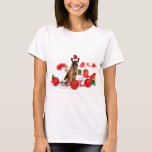 German Shepherd dog w Christmas Gifts Santa Hat T-Shirt