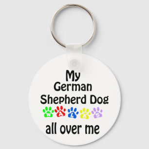 German Shepherd Dog Walks Design Key Ring