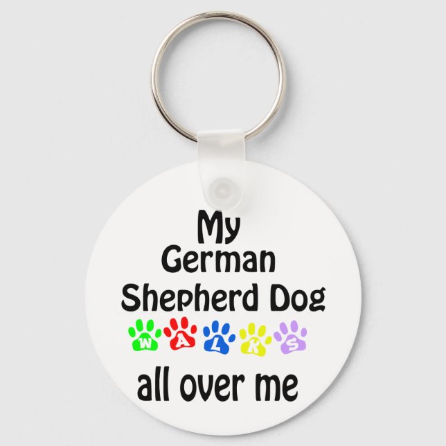 German Shepherd Dog Walks Design Key Ring (Front)