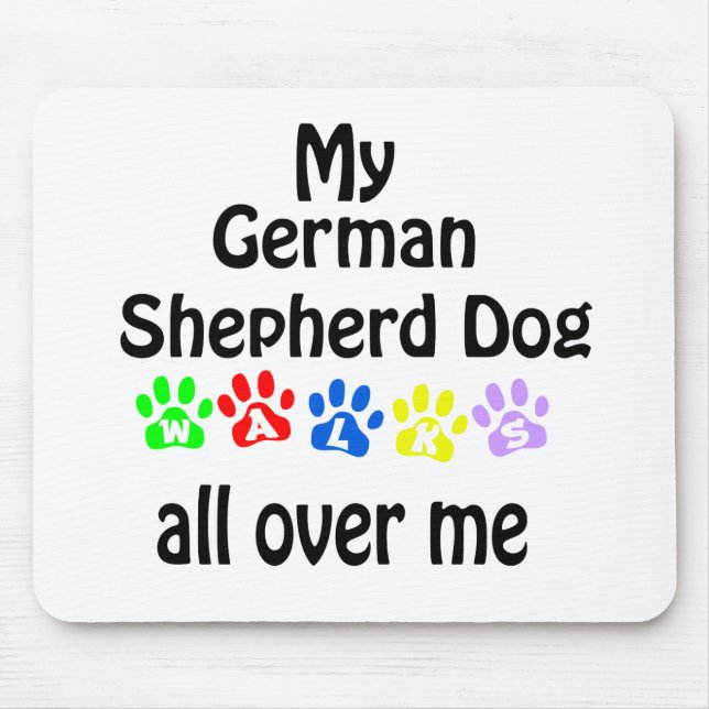 German Shepherd Dog Walks Design Mouse Mat (Front)