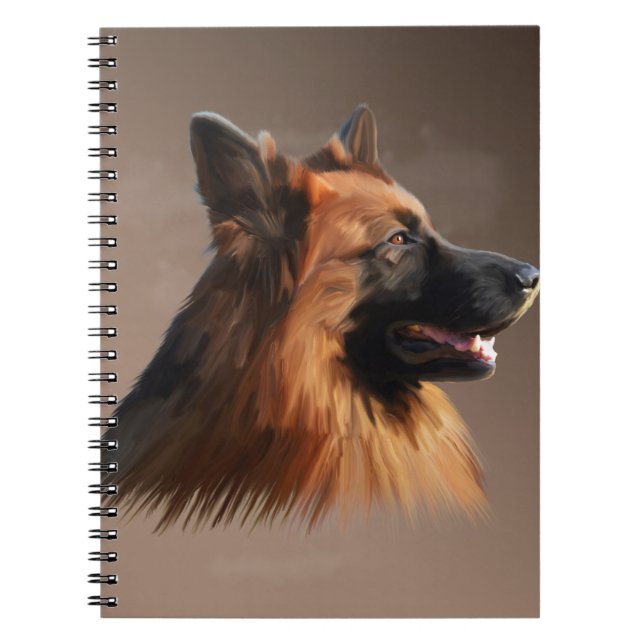 German Shepherd Dog Watercolor Art Portrait Notebook (Front)