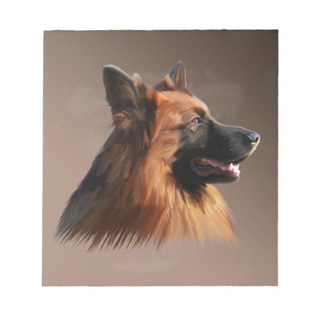 German Shepherd Dog Watercolor Art Portrait Notepad (Front)