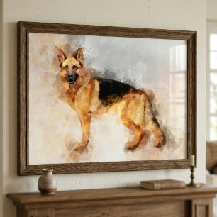 German Shepherd Dog Watercolor Art Print