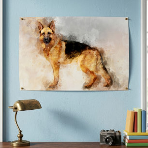 German Shepherd Dog Watercolor Art Print
