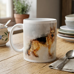 German Shepherd Dog Watercolor Art Print Coffee Mug