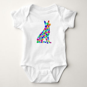 German shepherd dog Watercolor paint dot art Baby Bodysuit