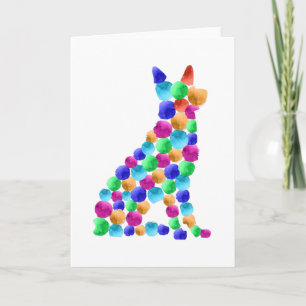 German shepherd dog Watercolor paint dot art Card