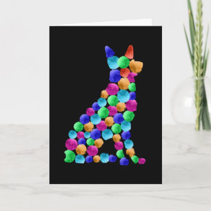 German shepherd dog Watercolor paint dot art Card