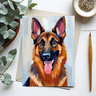 German Shepherd   Dog Watercolor Pet Card