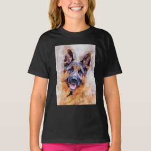 German Shepherd Dog Watercolor Portrait 01 T-Shirt