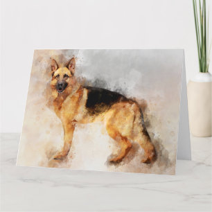 German Shepherd Dog Watercolor Portrait 02 Thank You Card