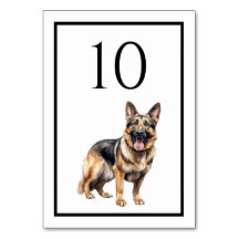 German Shepherd Dog Watercolor Table Number