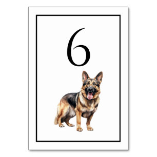 German Shepherd Dog Watercolor Table Number