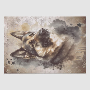 German Shepherd Dog Watercolor Tissue Paper